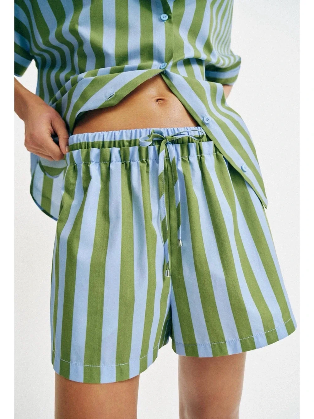 Zara Oversized Striped Shirt and Shorts Set NWT size large